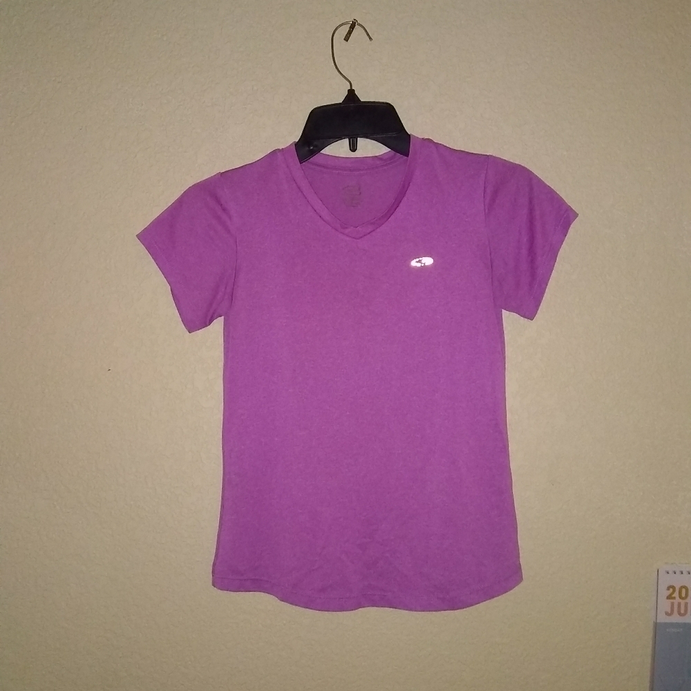 Girls athletic t-shirt purple size 10-12 v-neck